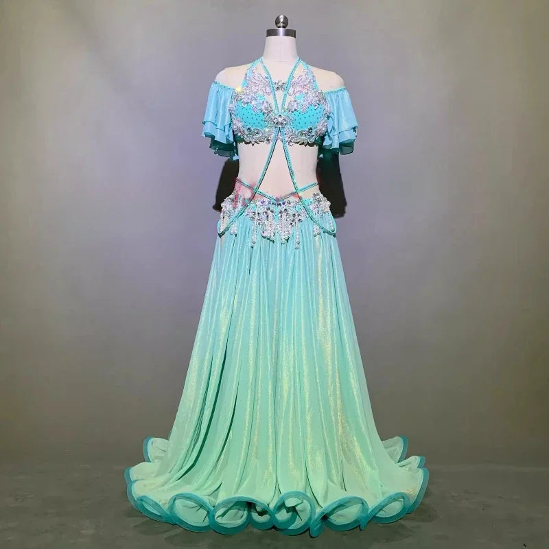 Customized Belly Dance Dress Ladies' Eastern Indian Egyptian Dance Performance Costume Big Skirt Opening Belly Dancing Bra