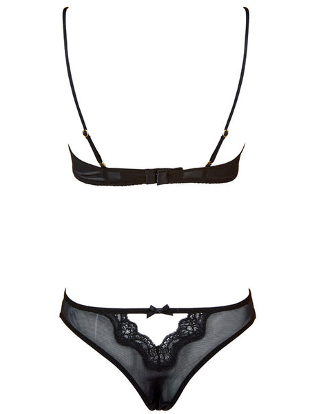 Sexy Lace Hollow Out Thin Underwear Back Mesh Perspective Bra Set