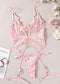 Sexy Valentine's Day Red Lace Flower Nightclub Sexy Lingerie Suit