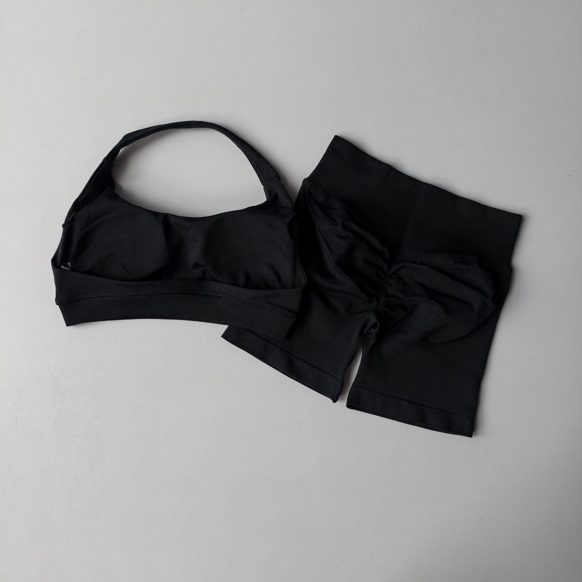 Halter Backless Bra High Waist Peach Sports Shorts Suit