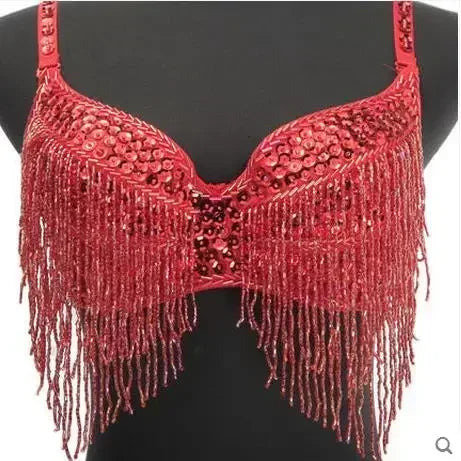 Belly dance costumes senior sexy sequins tassel beads belly dance bra for women belly dancing bra tops