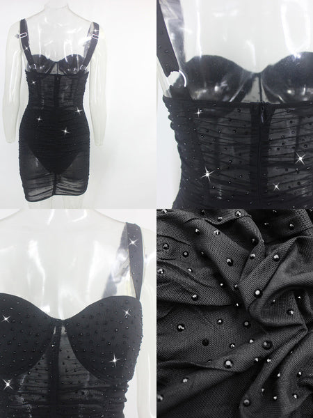 Sexy perspective lace low-cut dress