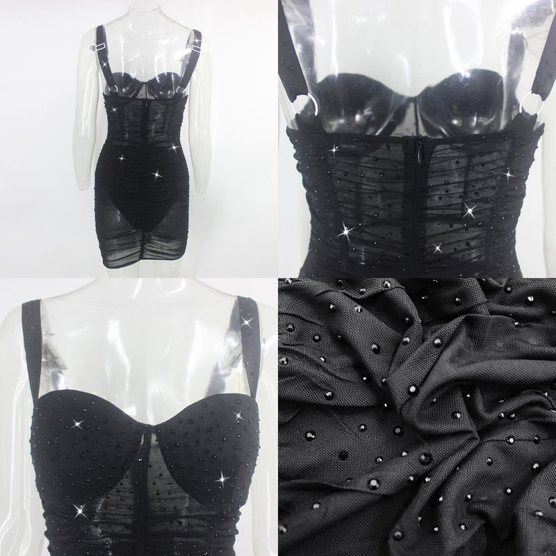 Sexy perspective lace low-cut dress
