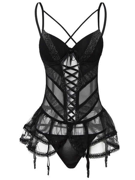 Lace suspender nightdress