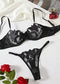Lace Embroidery Mesh See-through Sexy Lingerie Set