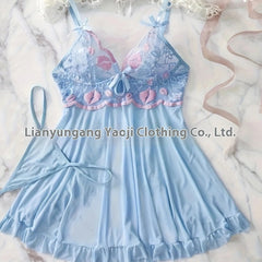 Lingerie Embroidered Mesh Stitching Mesh Pajamas