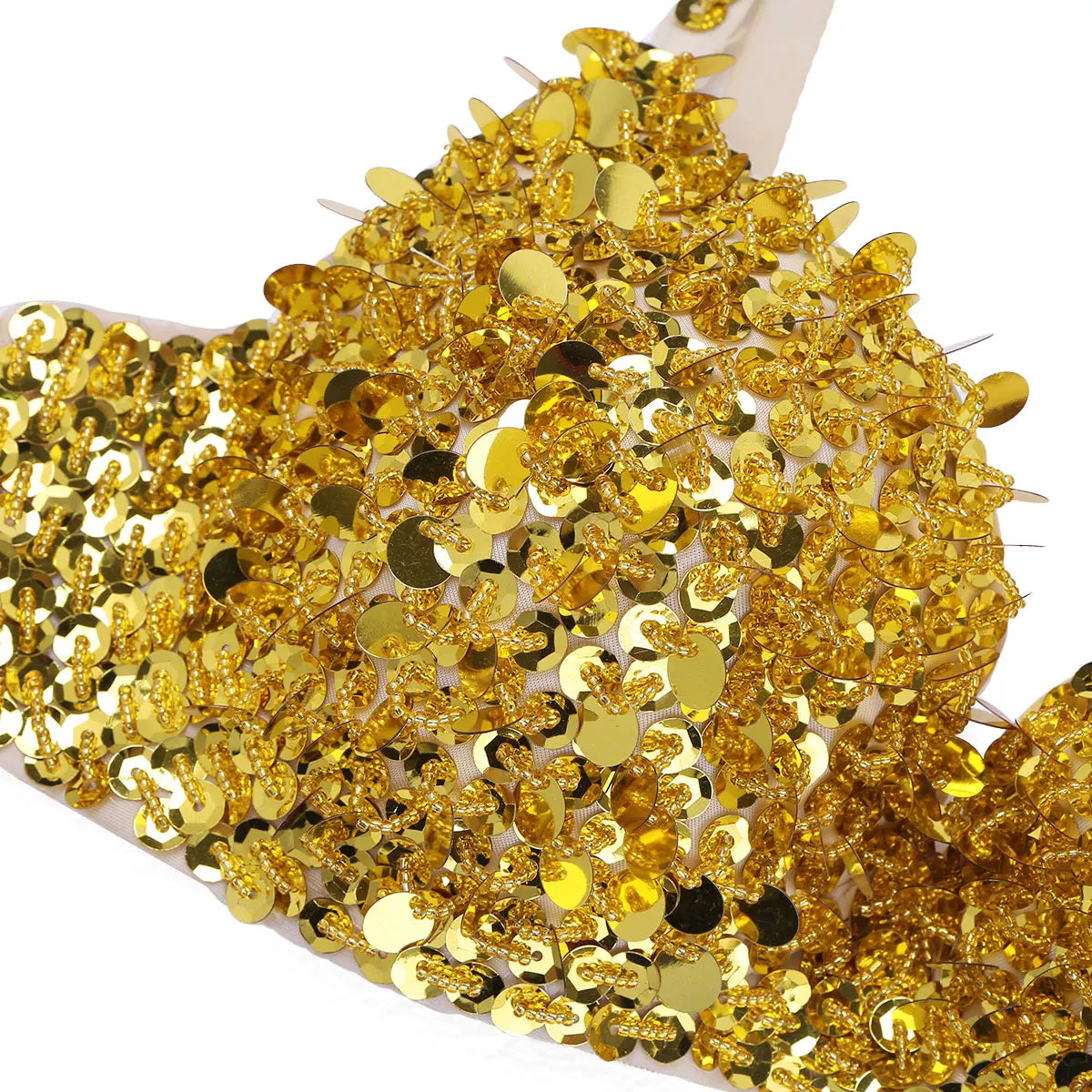 Sexy Womens Belly Dance Bustier Bra Carnival Pole Dancing Costume Rave Party Clubwear Glittery Sequins Beading Padded Bra Top