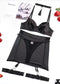 Tassel Collar Satin Hip Skirt Lingerie Set