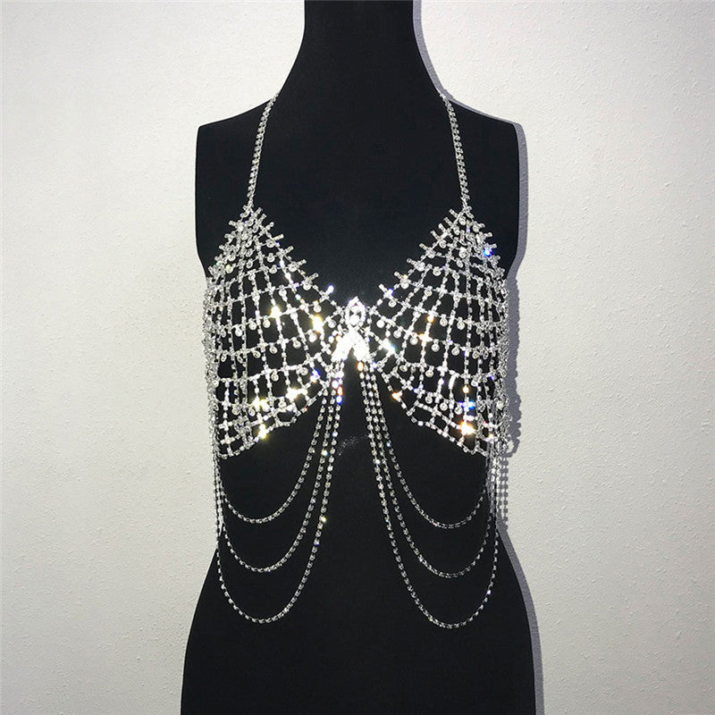 Diamond Exaggerated Chest Chain Tank Top