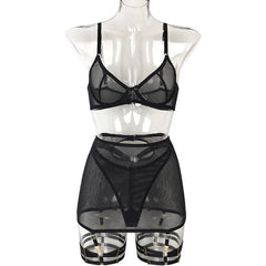 Women's Striped Mesh Gathered For Fun Lingerie