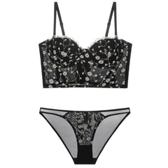 Vintage Embroidered Lingerie Thin Push Up Bra