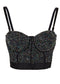 Strap Adjustable Beaded Crop Rhinestone Bra
