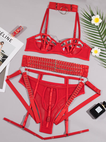 Gather Chest Strap Hollowed Out Lingerie For Women
