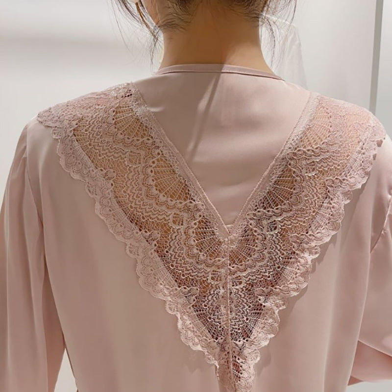 Black Silk Satin Lace Baby doll Lingerie Set