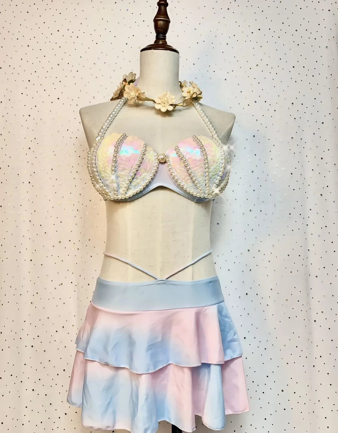 RM Mermaid Sequin Corset Bikini Swimsuit Free Diving Performance Oceanarium Electro Festival Bra Bar Cos Costumes