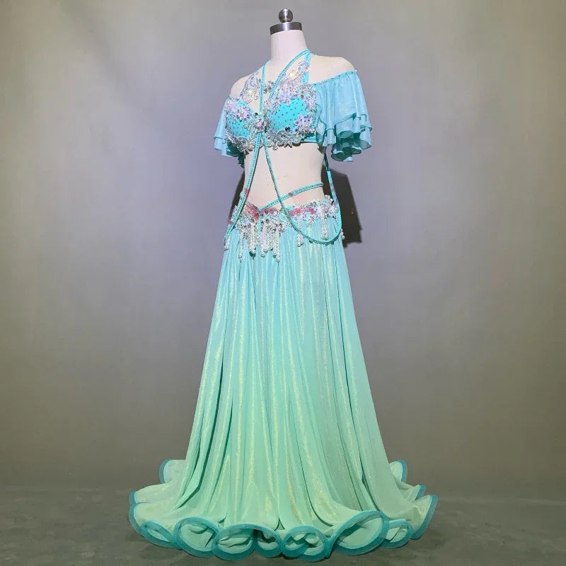 Customized Belly Dance Dress Ladies' Eastern Indian Egyptian Dance Performance Costume Big Skirt Opening Belly Dancing Bra