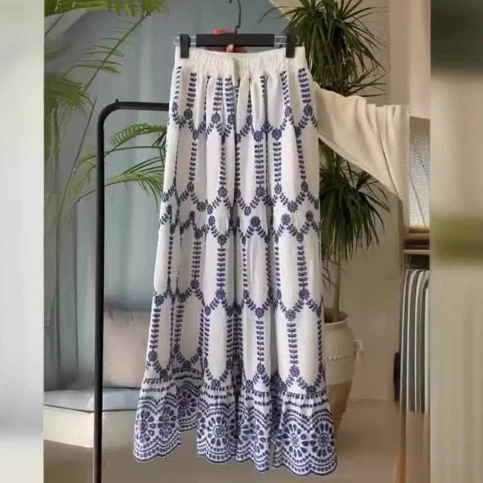 Printed Lace-up Bra Skirt Two-piece Set