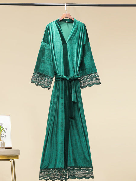 Long-sleeve Fleece Suspender Nightdress Gold Velvet Pajamas