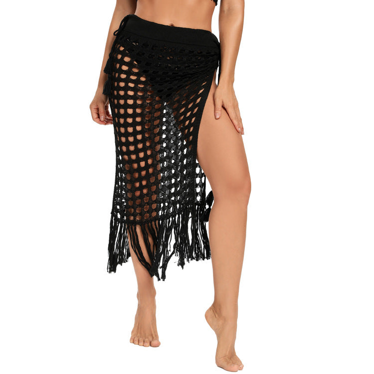 Ladies Fashion Slit Fringe Beach Skirt