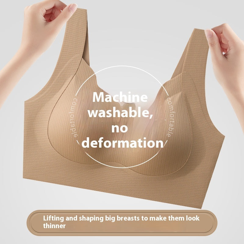 Seamless Warm Muscle Anti-gravity Wireless Fixed Cup V-neck Lifting Push Up Comfort Breathable Beauty Back Bra
