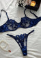 Lace Embroidery Mesh See-through Sexy Lingerie Set