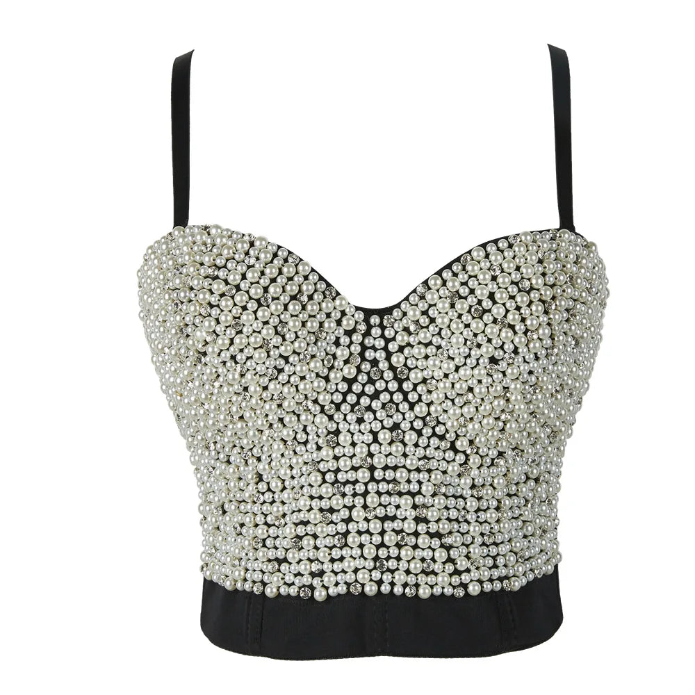 A879 Luxury Bras Girls Pearls Beads Diamond Clothes Sweet Memory Sexy Underwear Women's Shapewear Crop Top Corset Tube Tops