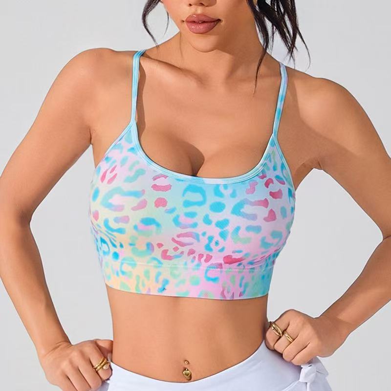 2 Pack Women's Spring & Summer New Cross Thin-Strap Floral Print Daily Sports Bra