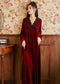 Court Style Long Dress Warm Gold Velvet Pajamas