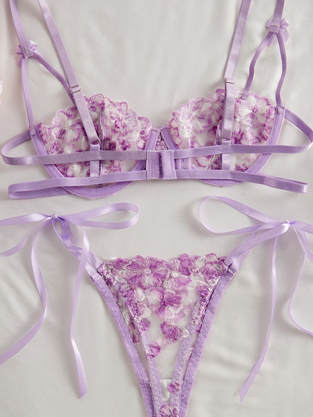 Sling Snowflake Embroidery See-through Lace Hollow Sexy Lingerie
