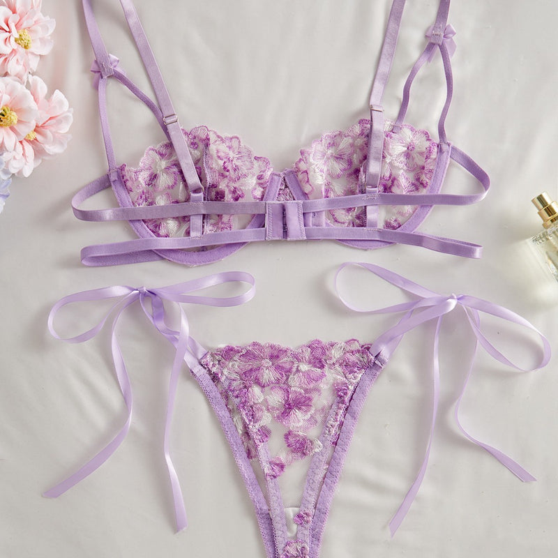 Sling Snowflake Embroidery See-through Lace Hollow Sexy Lingerie