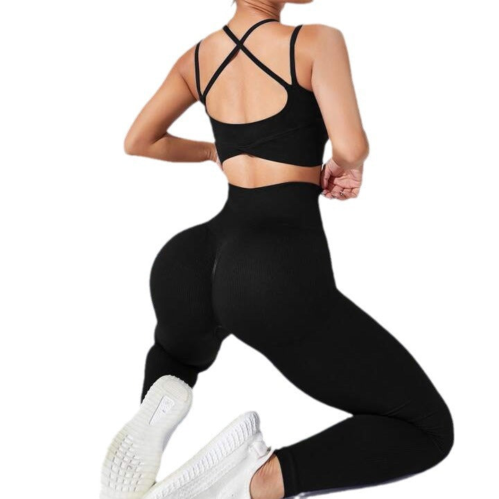 6 Color Thread Cross Waist Bra Trousers Suit Women