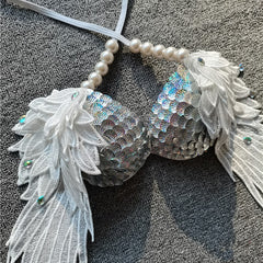 Handmade Sequined Mermaid Scale Bikini Lingerie