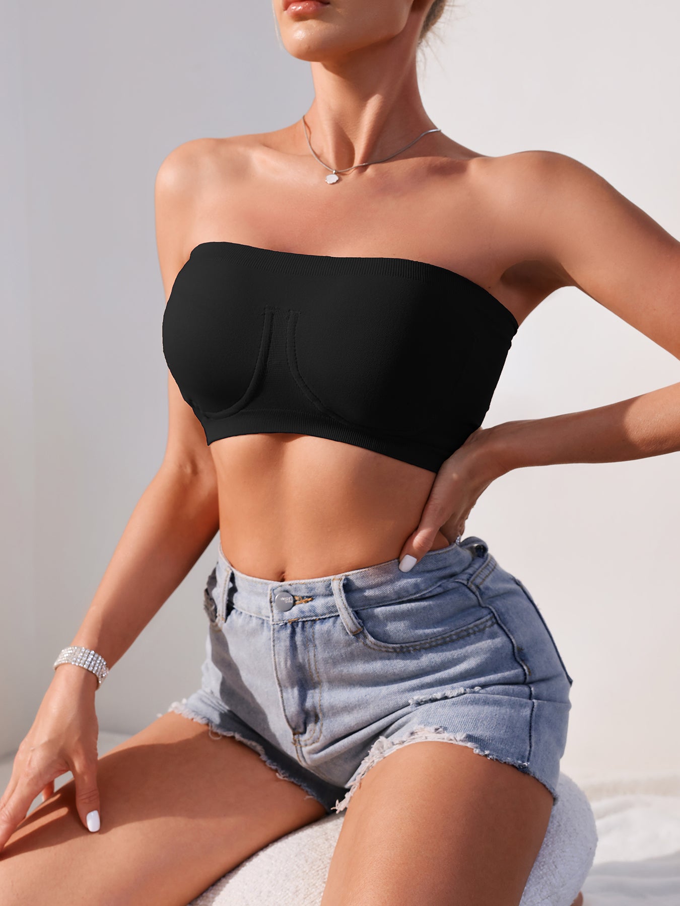 3PCS EssElegance Strapless Seamless Bandeau Tube Bra - Wire-Free Non-Slip Design, High-Stretch & Breathable For Backless Dresses, Daily Comfort