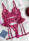 Love Embroidery Stitching Strap Sexy Lingerie Suit