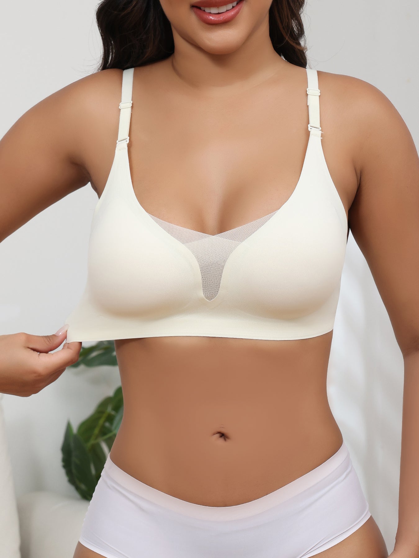 3PCS EssElegance Wire-free Adjustable Seamless Bra For Women - Breathable Sheer Mesh Daily Comfort, Non-Slip Straps & Back Smoothing, All-Season Lightweight Bralette