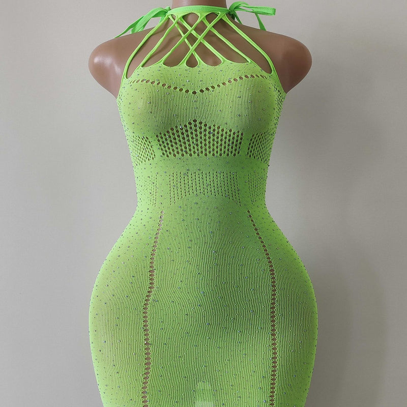 Women's Rhinestone Shiny Sexy Lingerie Fishnet Clothes