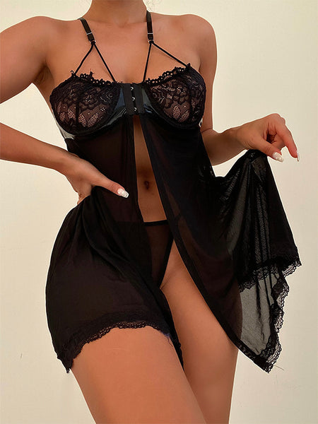 Black Lace Mesh Mini Skirt Erotic Lingerie