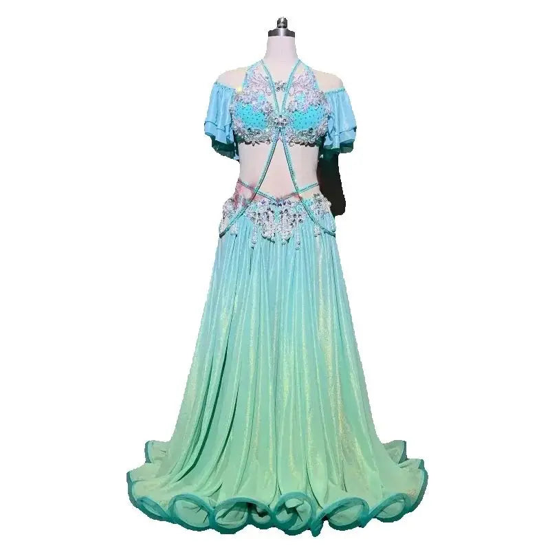 Customized Belly Dance Dress Ladies' Eastern Indian Egyptian Dance Performance Costume Big Skirt Opening Belly Dancing Bra