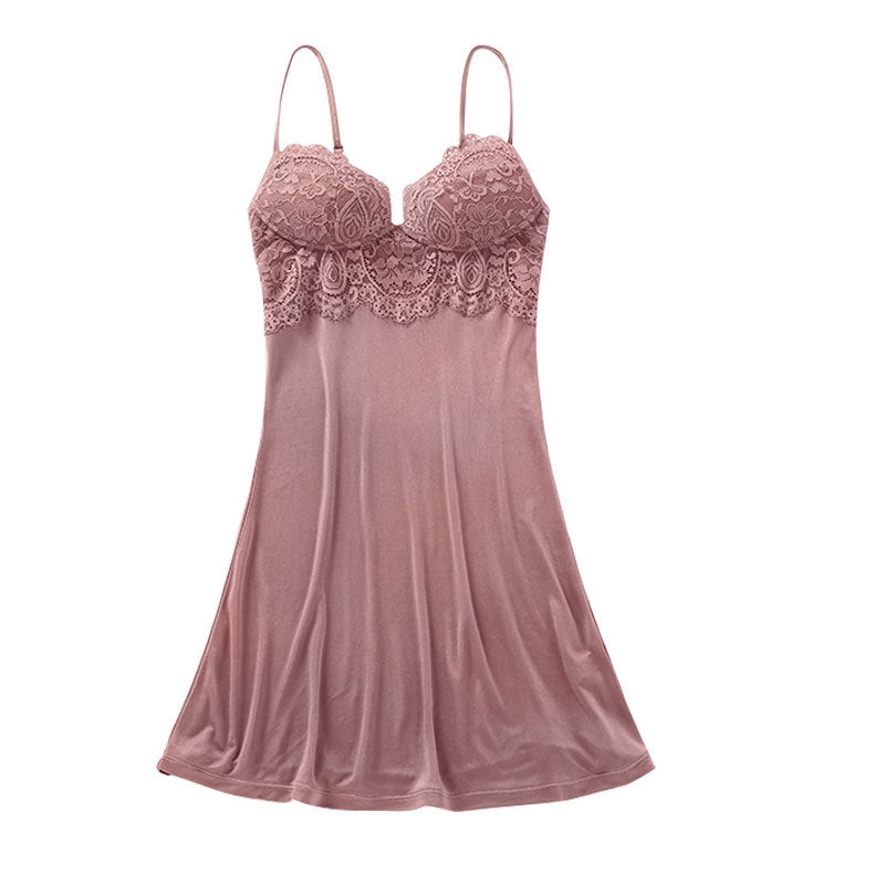 Wireless Bra Fashion Suspenders Silk Home Nightdress