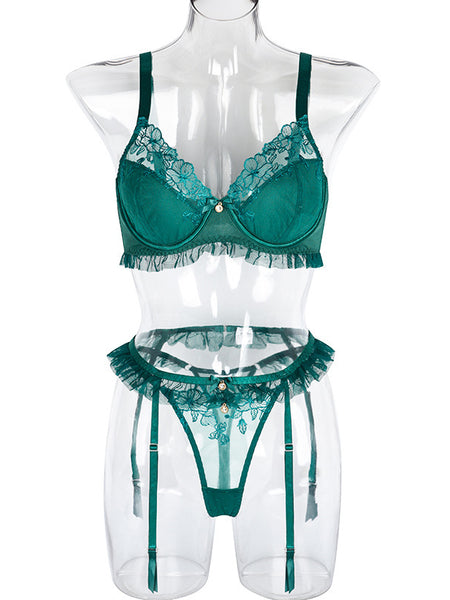 Lace Embroidered Push Up Lingerie Body Shaper Set