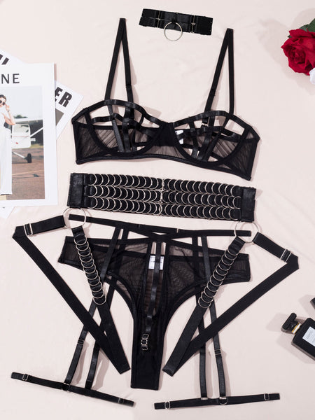 Gather Chest Strap Hollowed Out Lingerie For Women