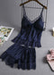 New Elastic Satin Lace Suit Nightdress With Suspenders Korean Style Suspenders