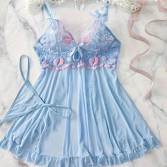 Lingerie Embroidered Mesh Stitching Mesh Pajamas
