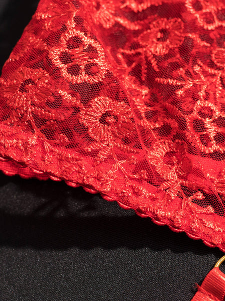 Embroidered Garter Strap Sexy Lingerie