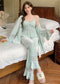 Gold Velvet Pajamas Women's Chest Pad Pure Desire Style Lace Suspenders Three-piece Set