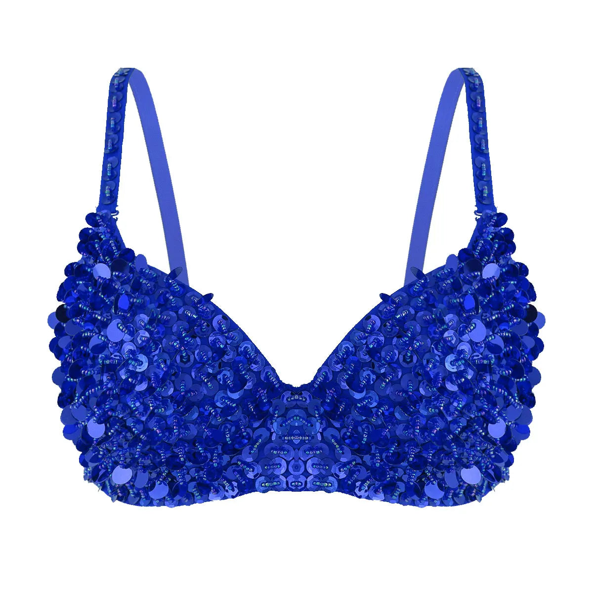 Sexy Womens Belly Dance Bustier Bra Carnival Pole Dancing Costume Rave Party Clubwear Glittery Sequins Beading Padded Bra Top