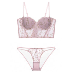 Vintage Embroidered Lingerie Thin Push Up Bra