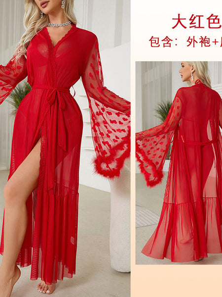 Mesh Lingerie Cardigan Home Outerwear Gown