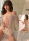White Eyelashes Lace Stitching Mesh Nightwear Lingerie