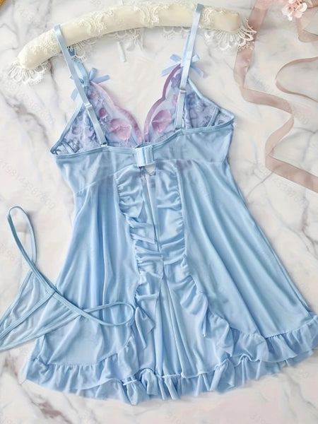 Lingerie Embroidered Mesh Stitching Mesh Pajamas